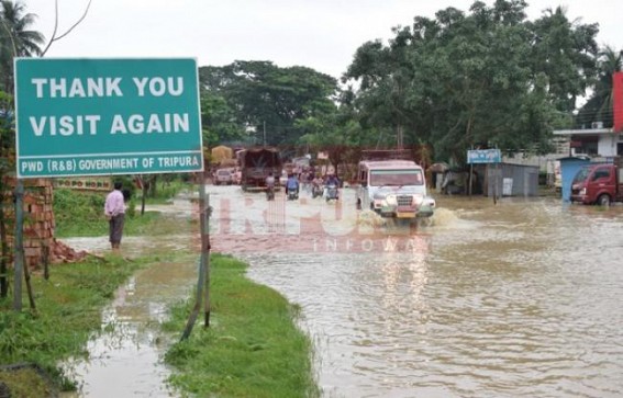 Transport suffers as Assam-Agartala road turns pathetic : rain water overflowing roadmaps across Tripura